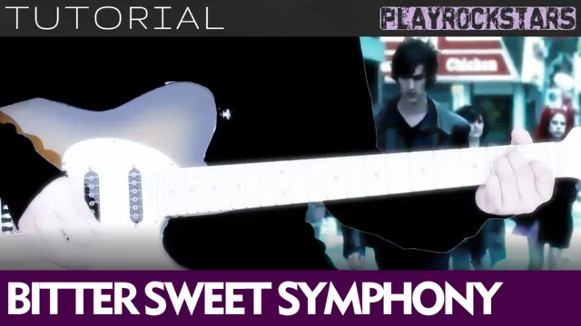 Como tocar BITTER SWEET SYMPHONY en guitarra - THE VERVE TUTORIAL PLAYROCKSTARZ