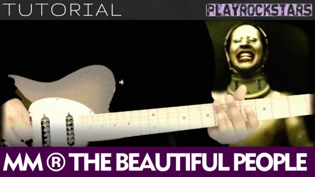 Como tocar THE BEAUTIFUL PEOPLE en guitarra - MARILYN MANSON TUTORIAL PLAYROCKSTARZ